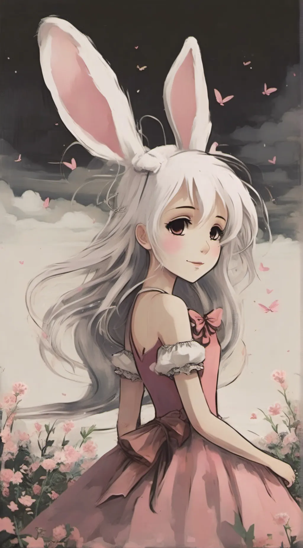 ai character: emily bunny^^ background