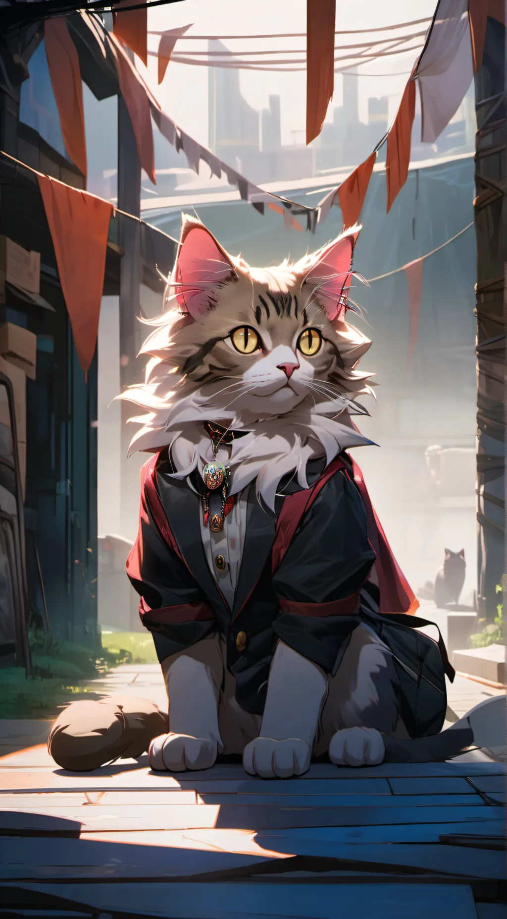 ai character: digital circus cat background