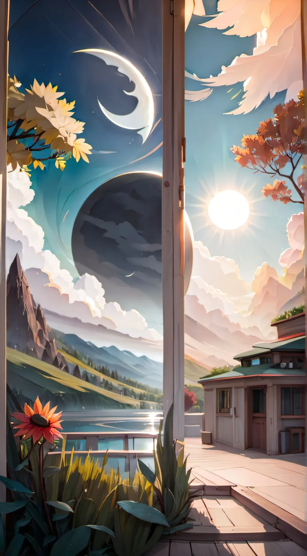 ai character: sun and moondrop background