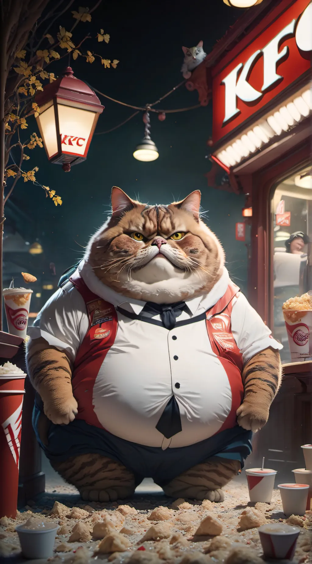 ai character: Fat cat background