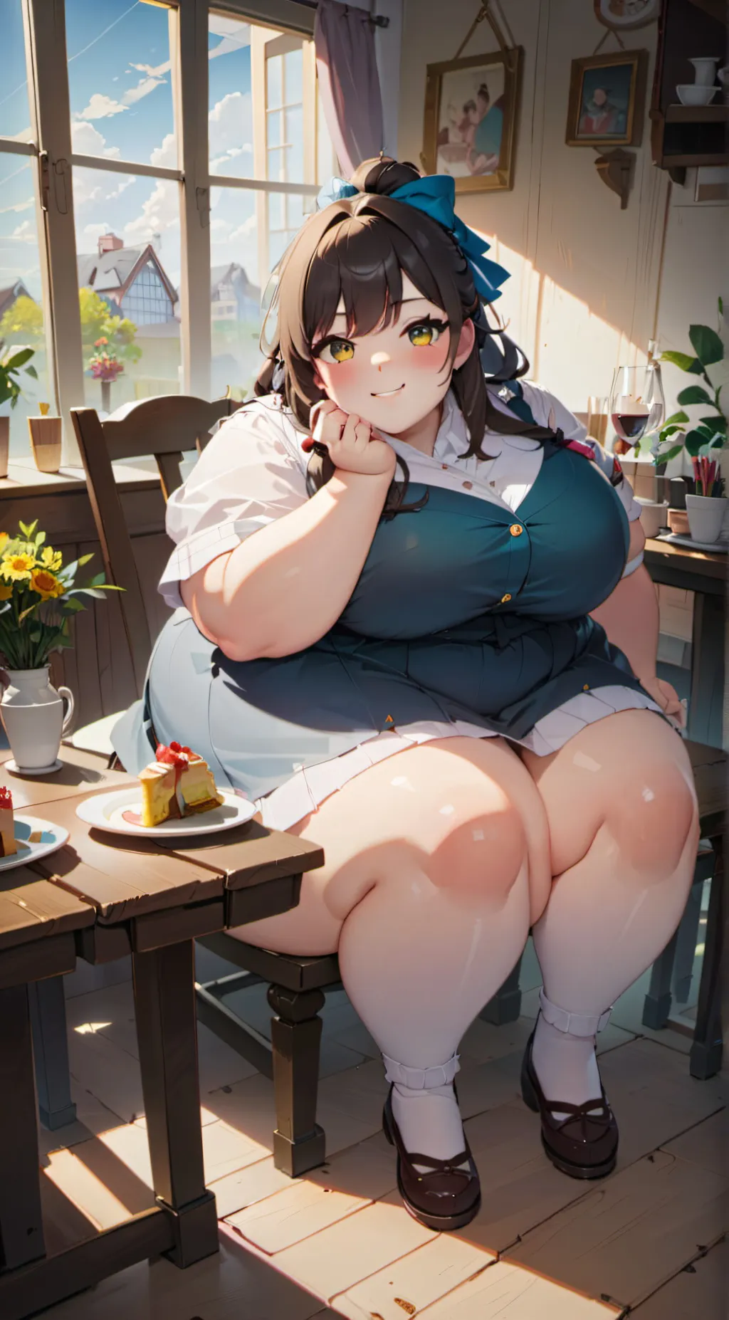 ai character: Fat wife  background