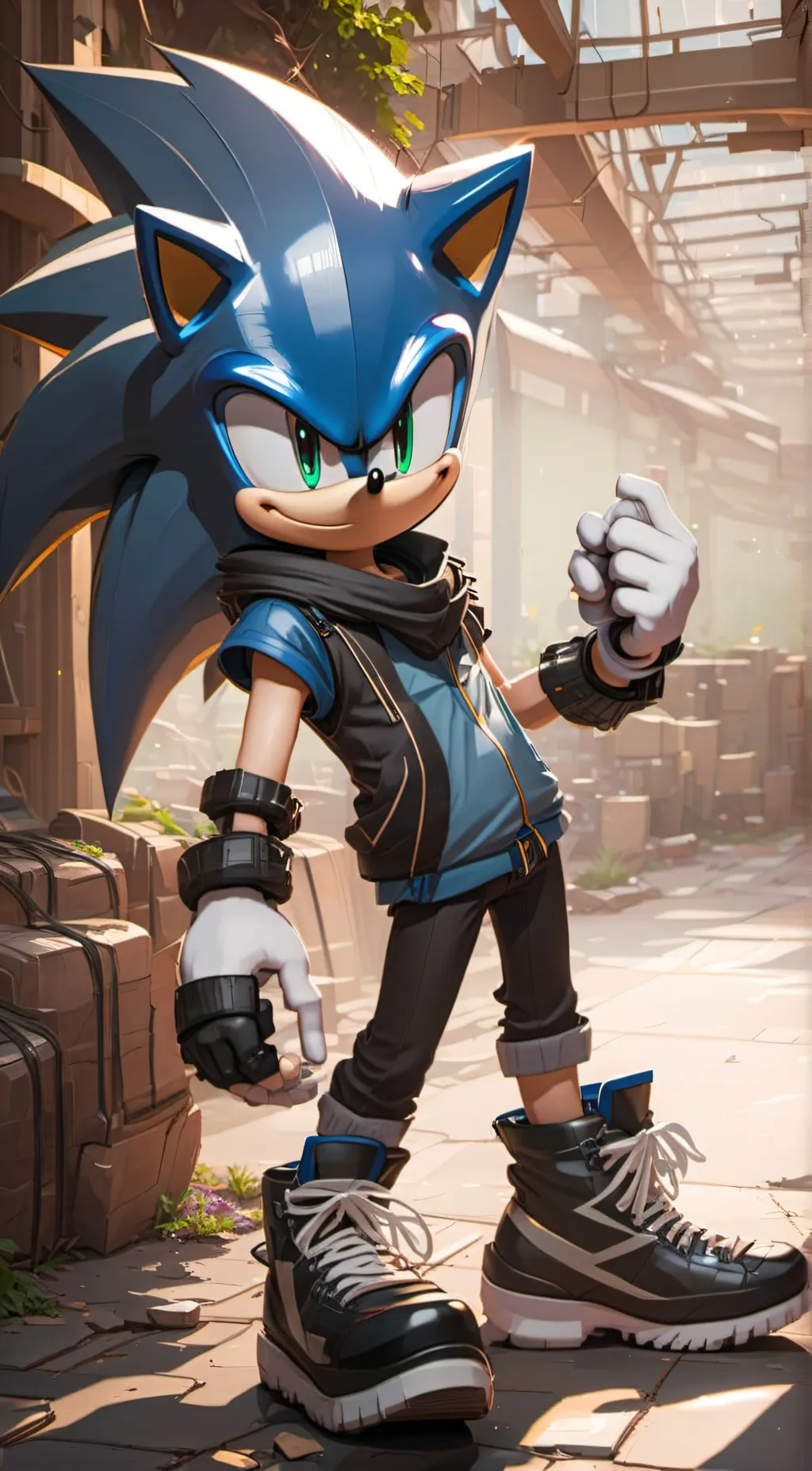 ai character: cyber sonic  background