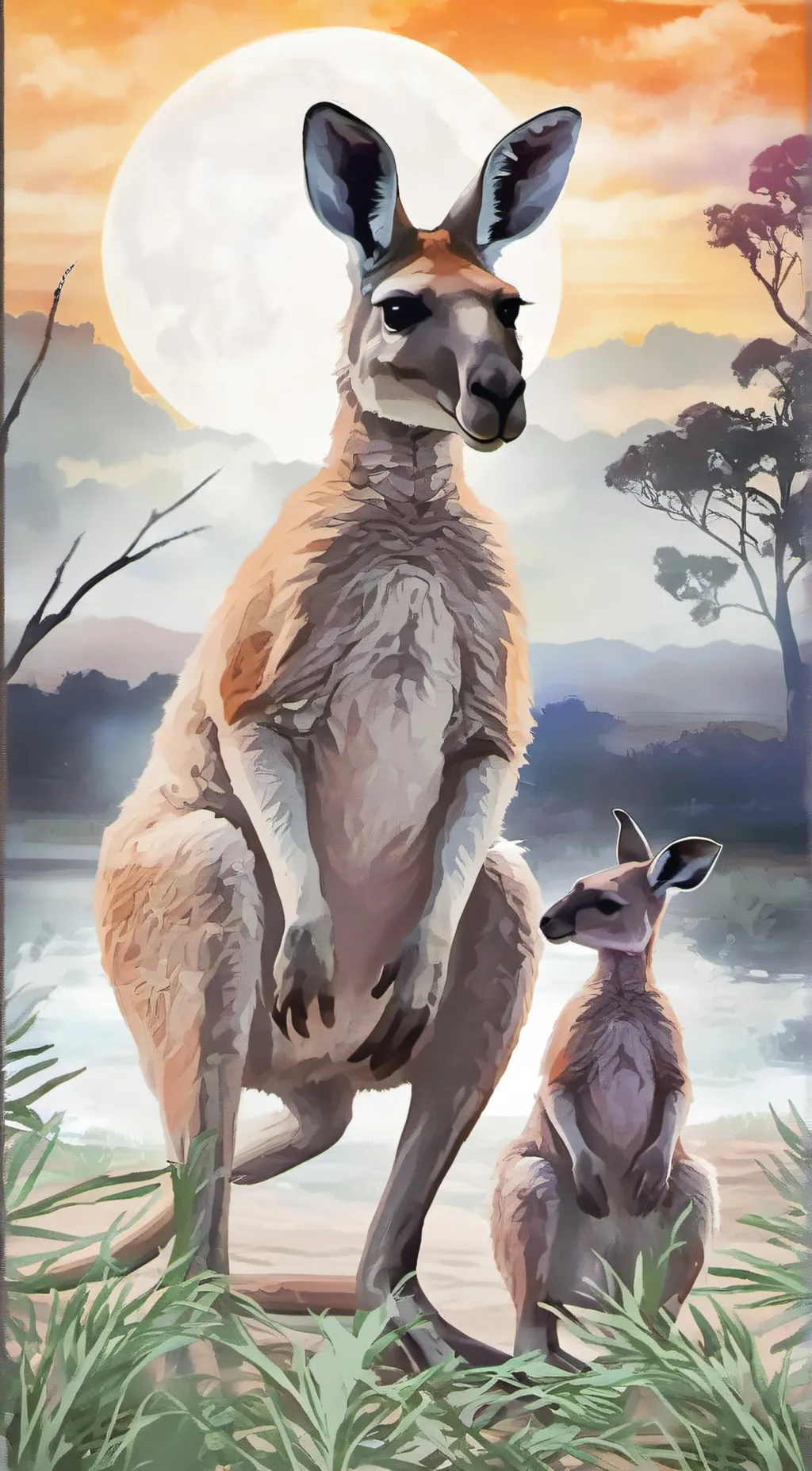 ai character: Mama kangaroo background