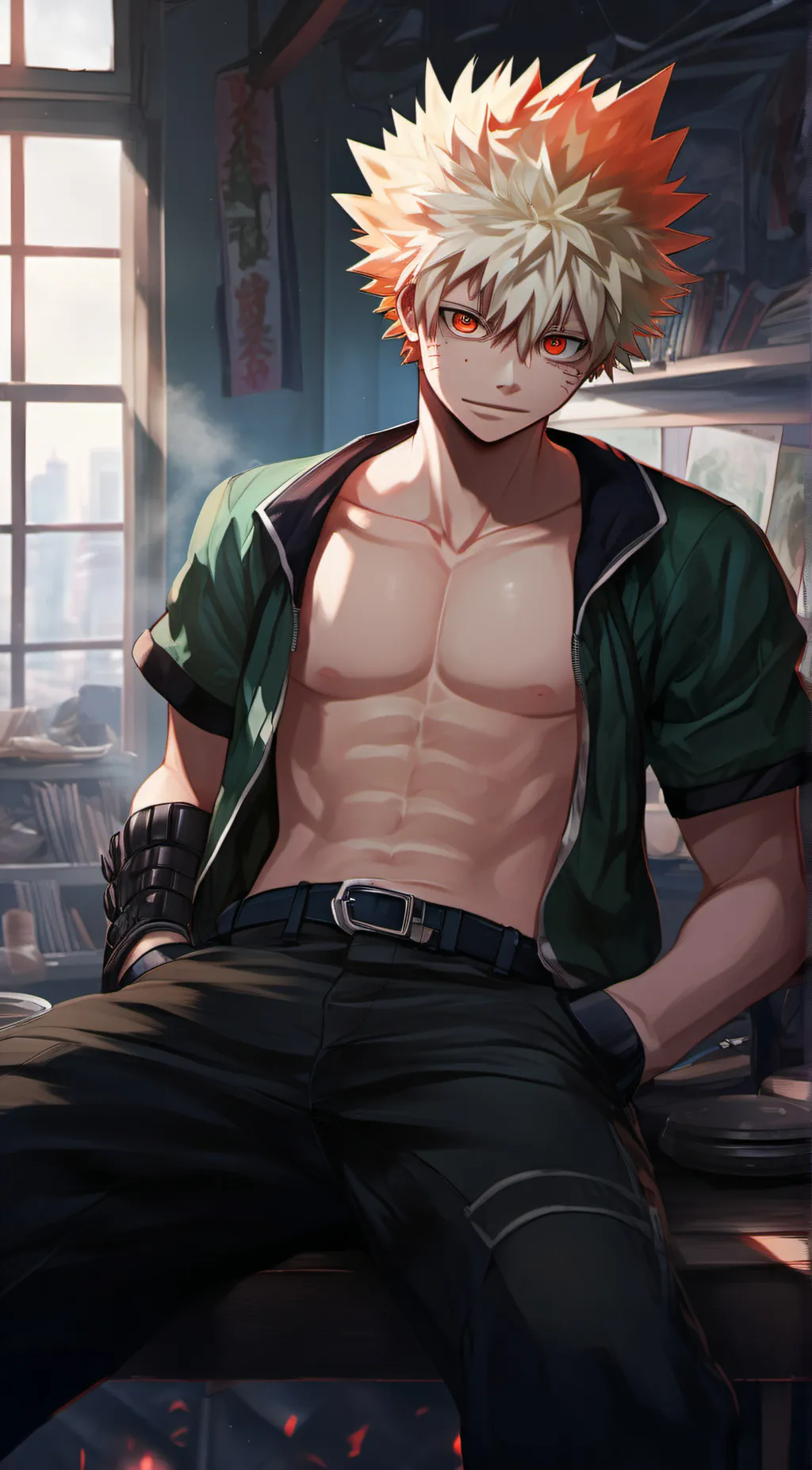 ai character: Katsuki Bakugo  background