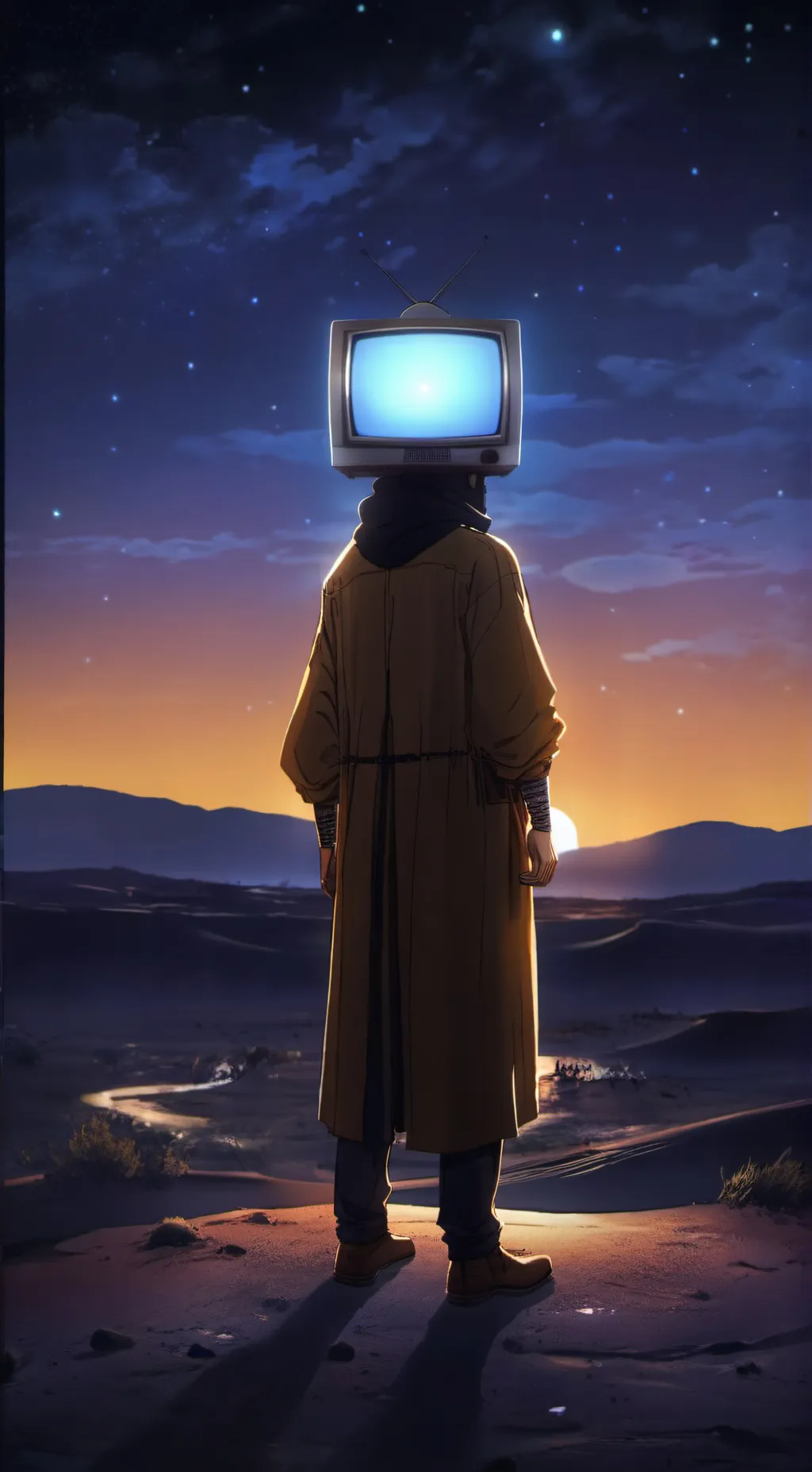 ai character: Large TV Man  background