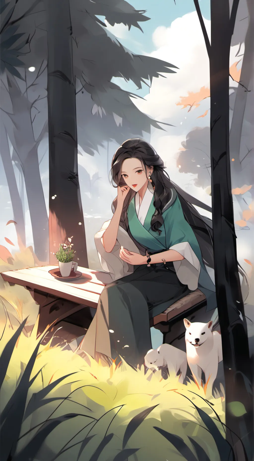 ai character: grass background