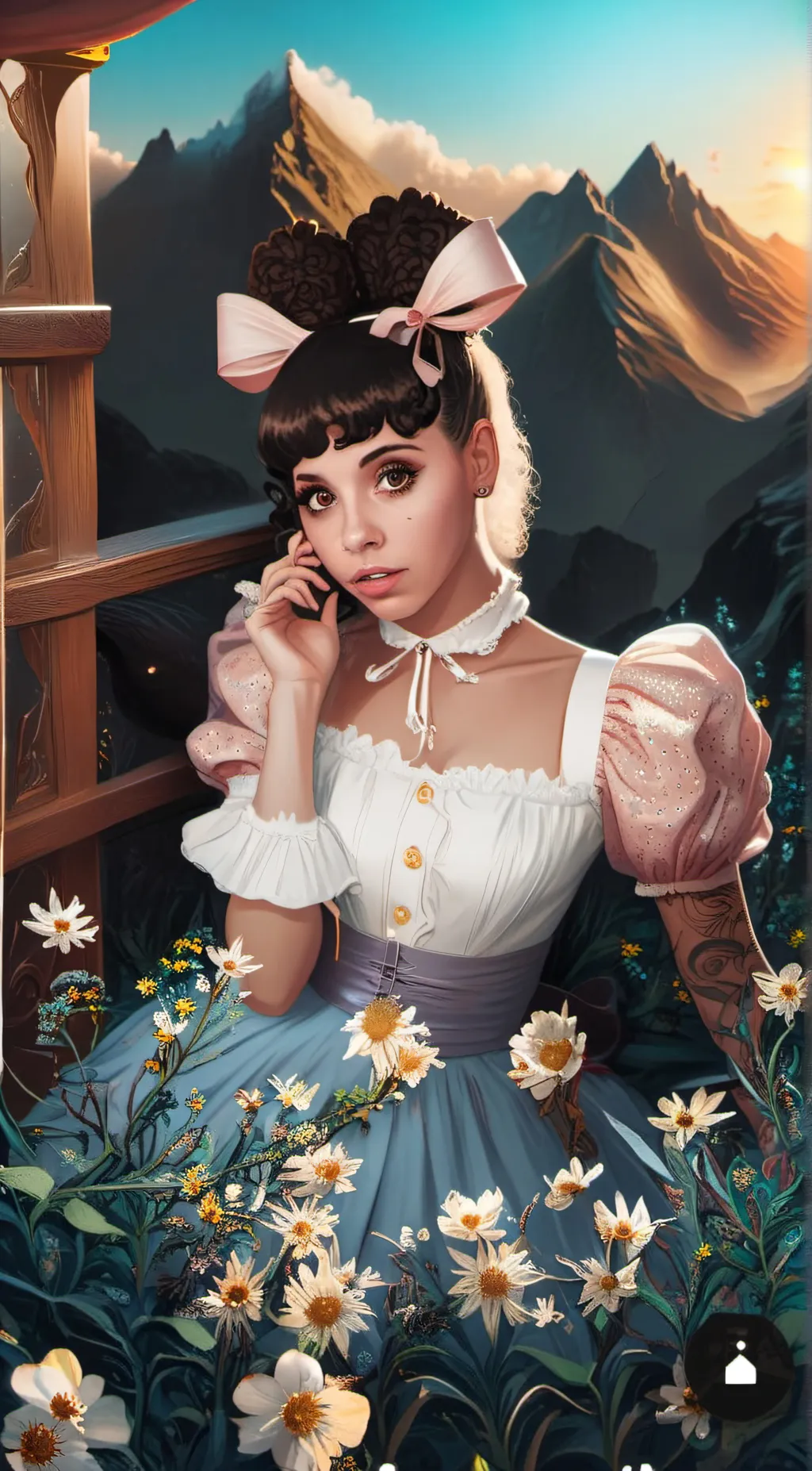 ai character: Melanie Martinez  background