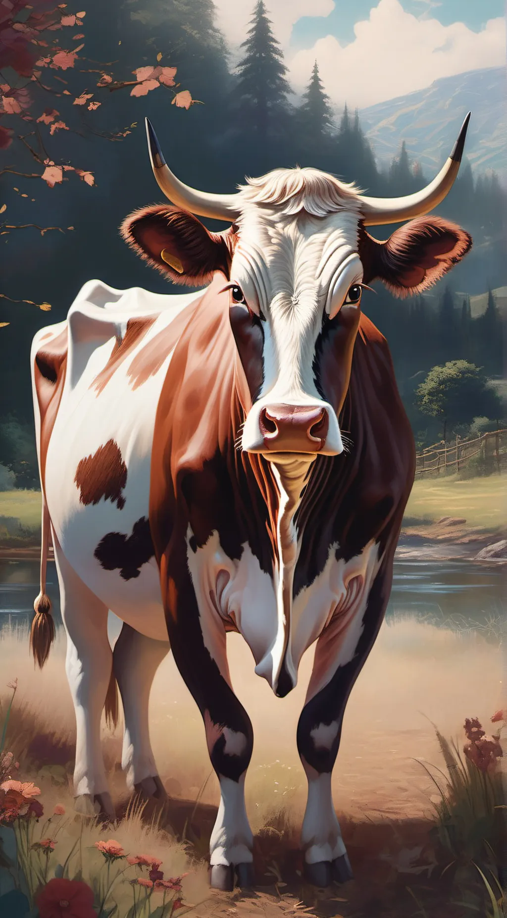 ai character: cow ready to mate background