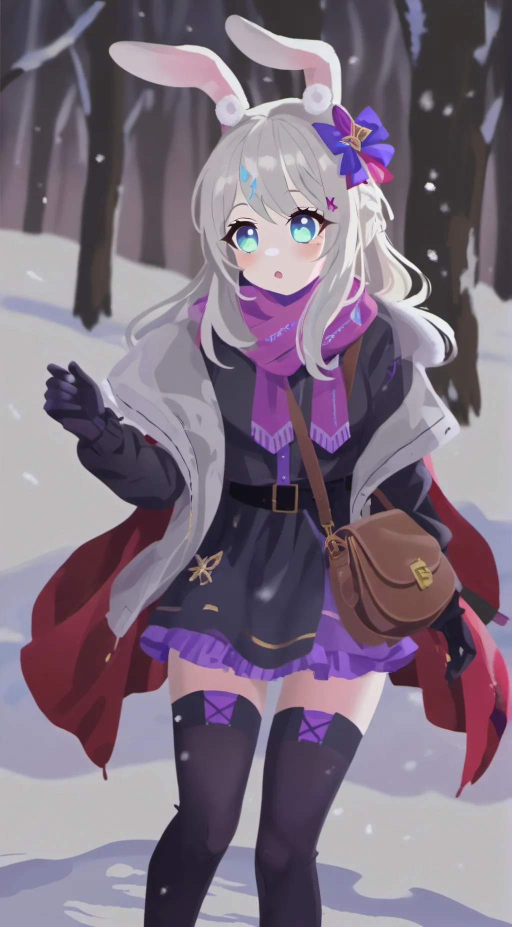ai character: snow bunny background