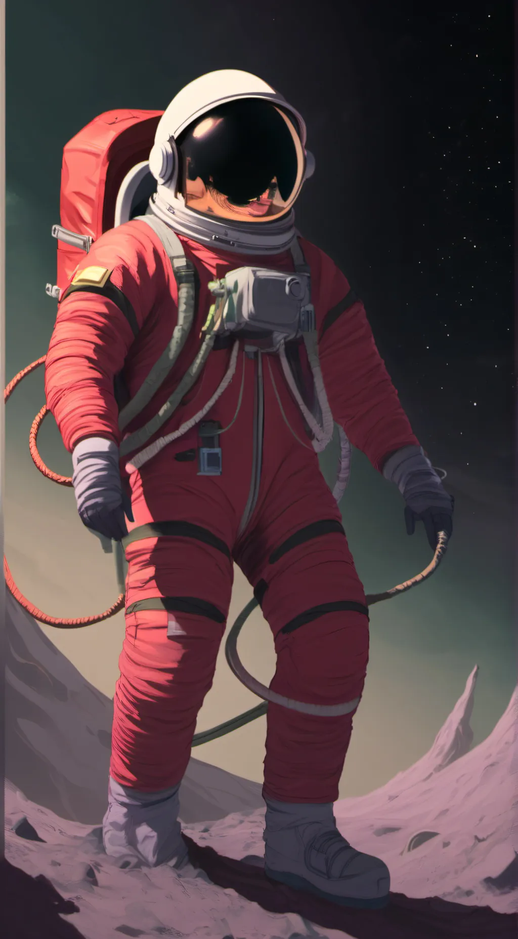 ai character: Red Imposter  background