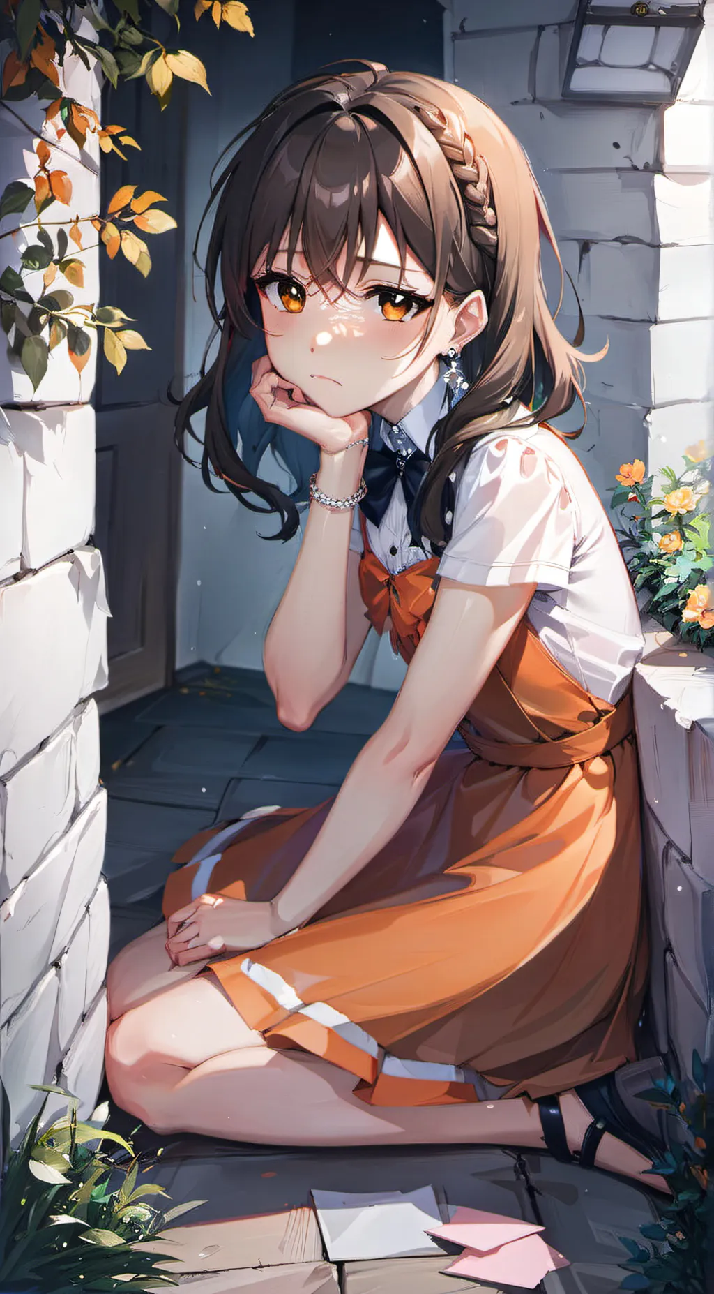 ai character: Sad Girl background