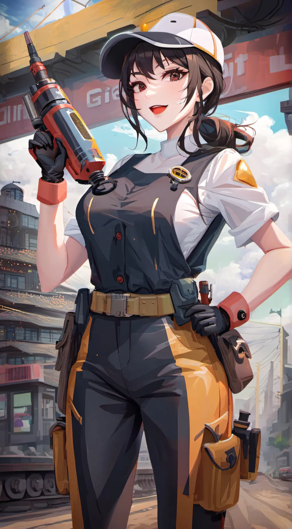 ai character: drill woman background