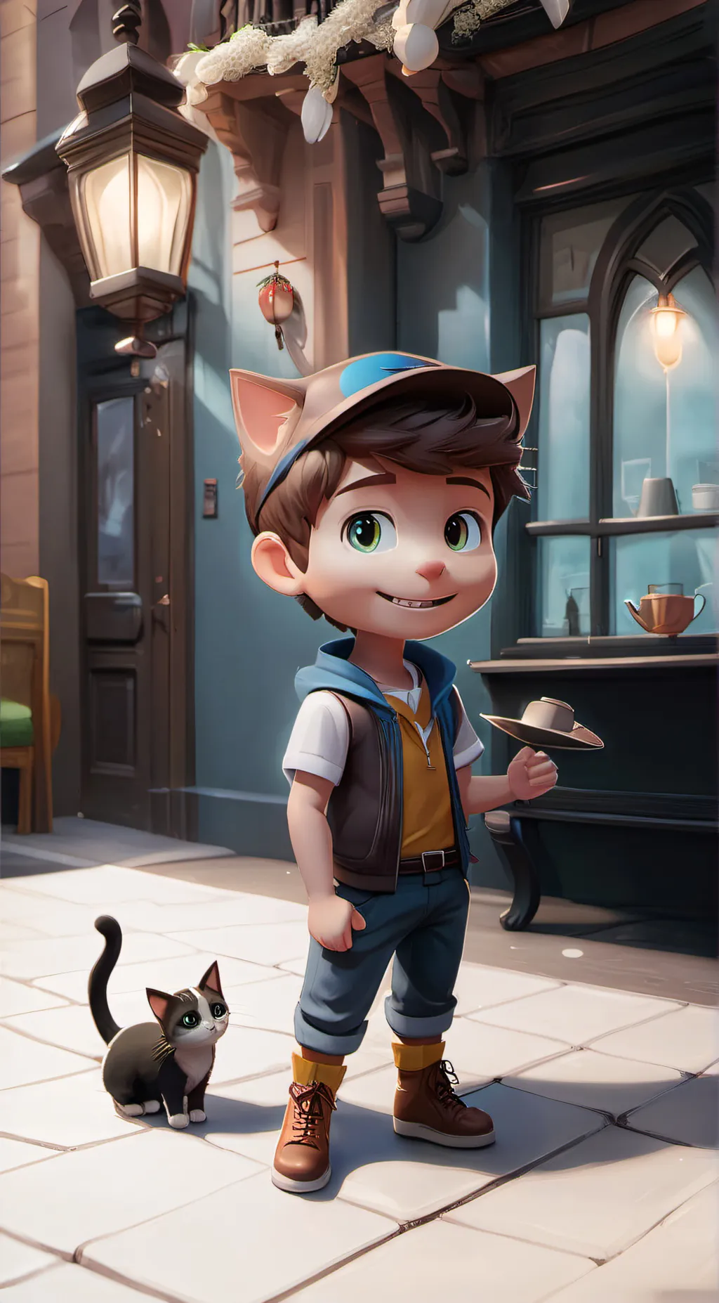 ai character: Cat boy background