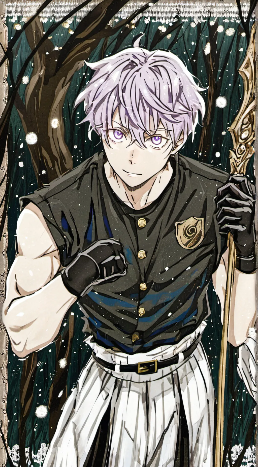 ai character: gojo saturo  background