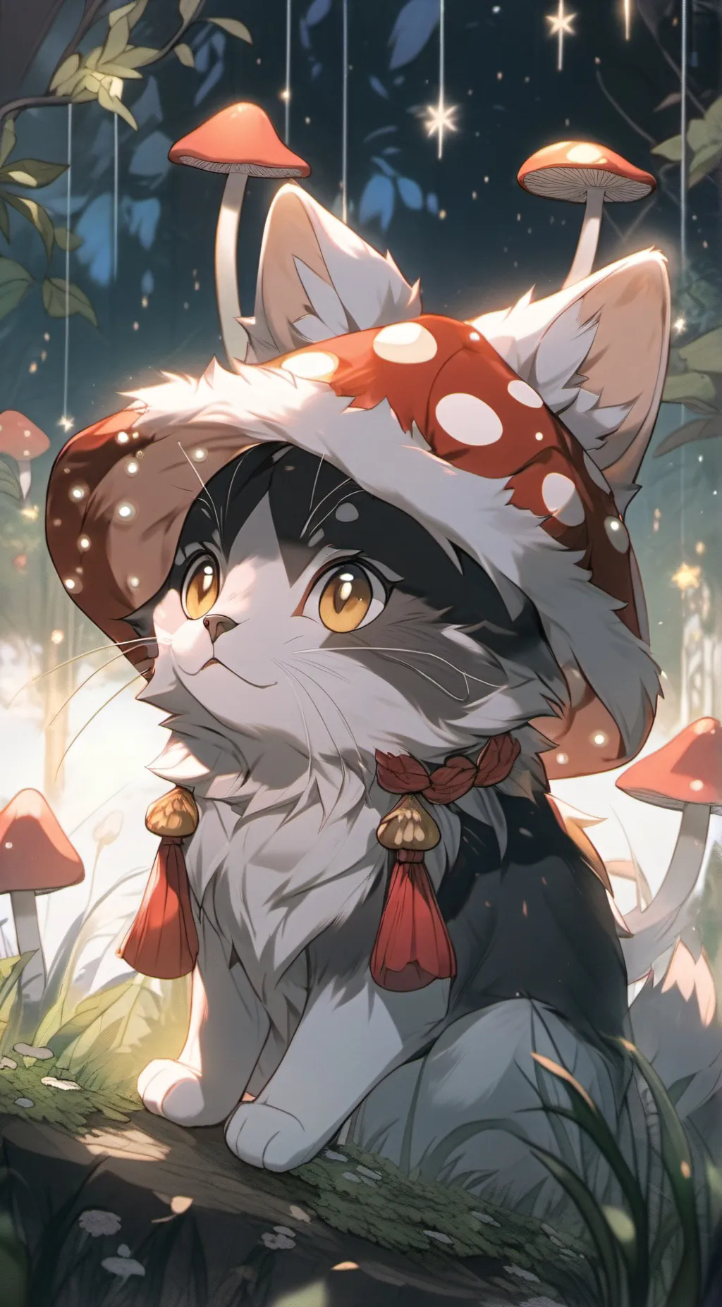 ai character: Mushroom cat background