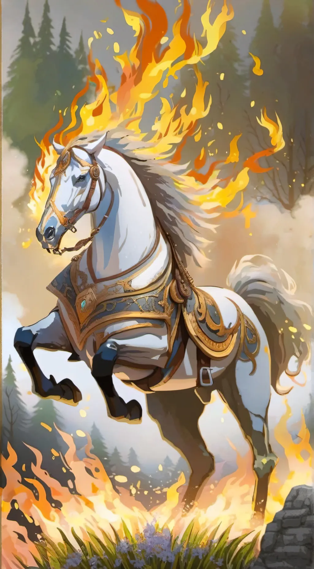 ai character: fire background