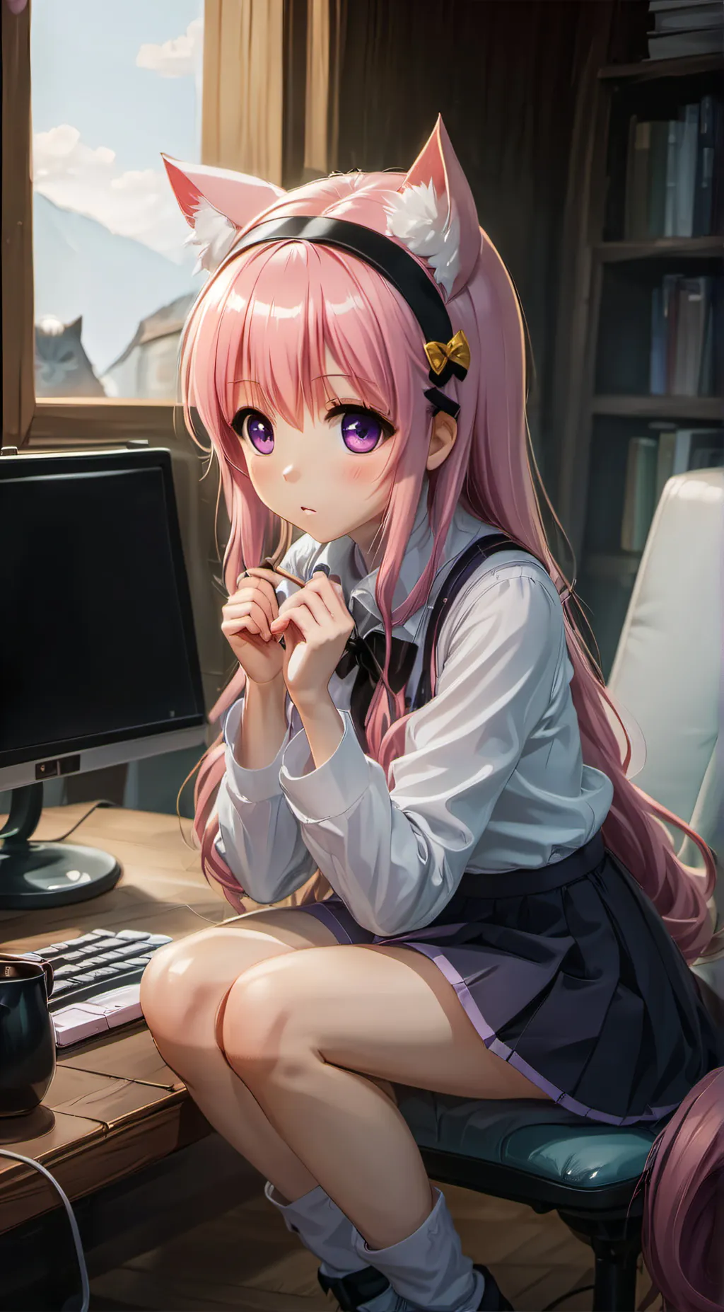 ai character: ` gamer girl gf `  background