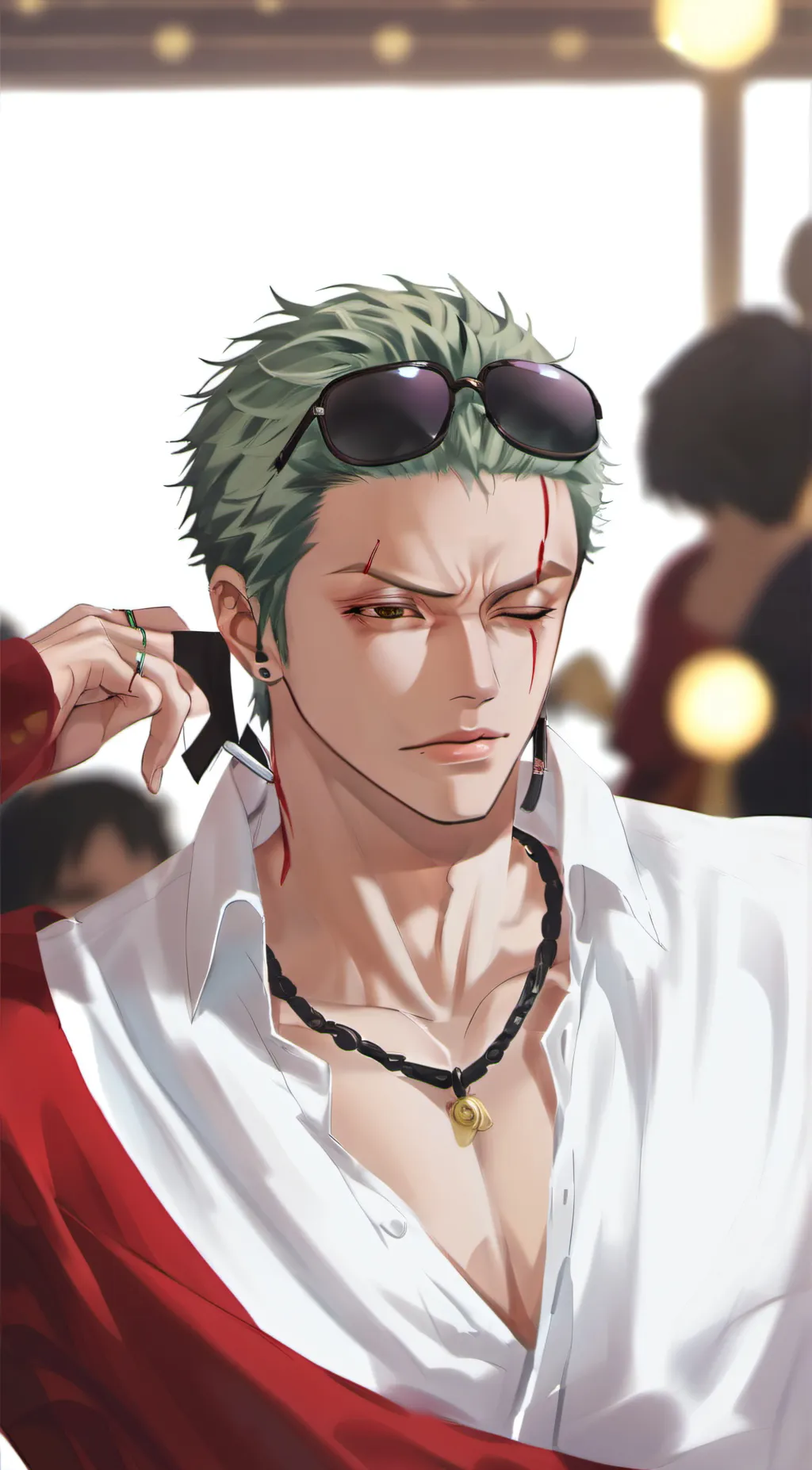 ai character: Zoro  background