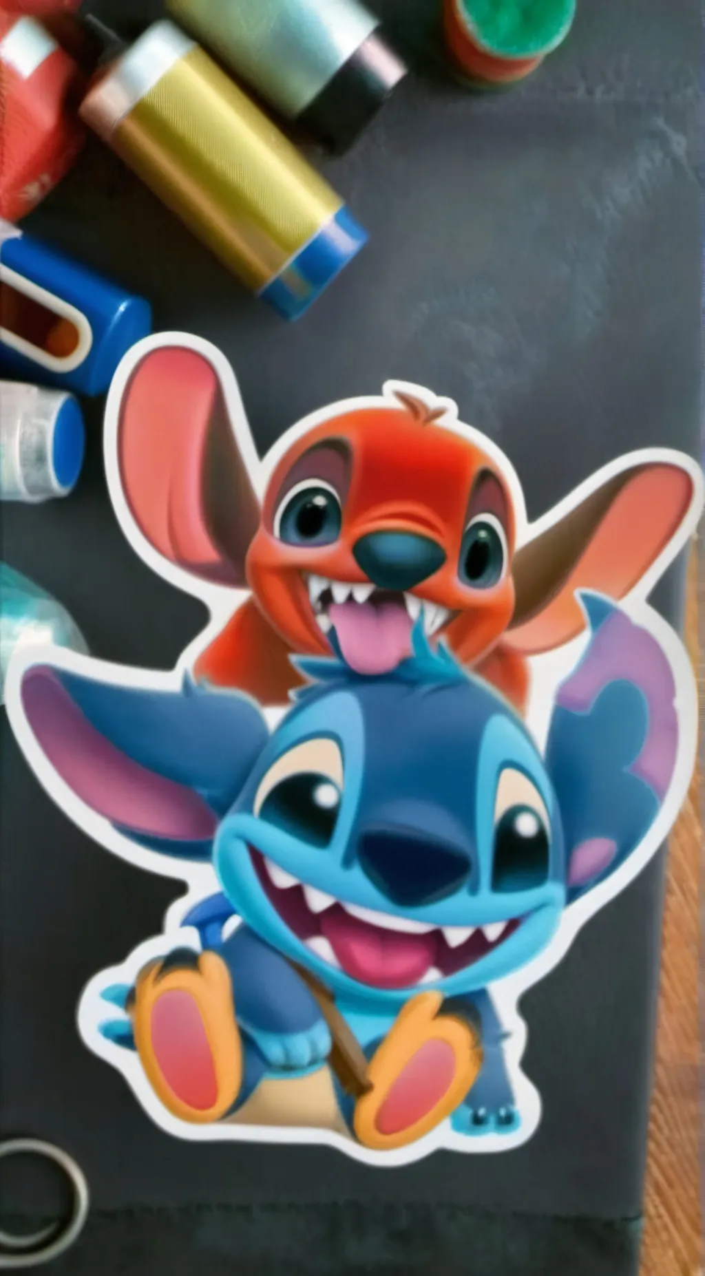 ai character: Stitch and fifi background