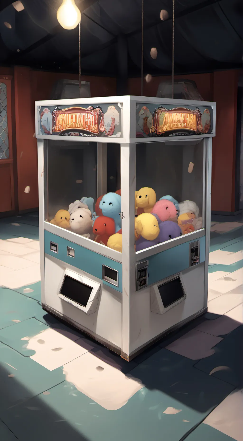 ai character: claw machine background