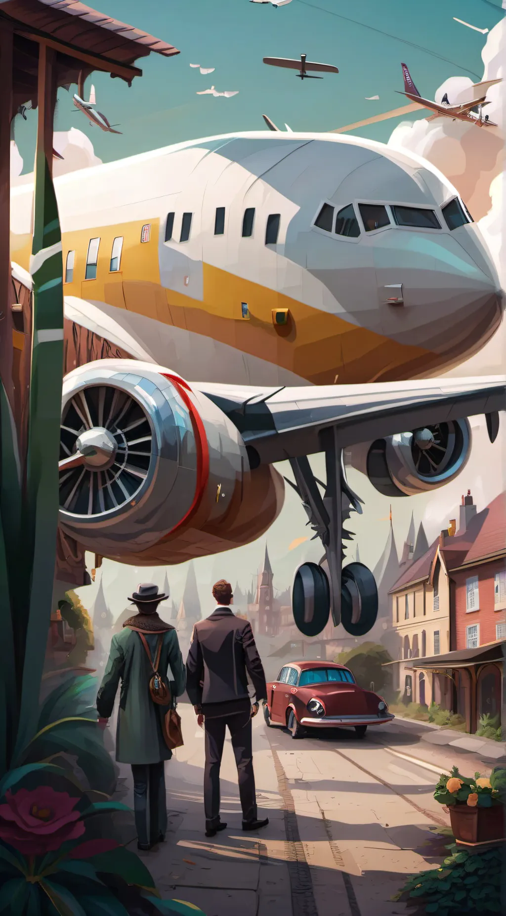 ai character: AIRPLANE TRIP background