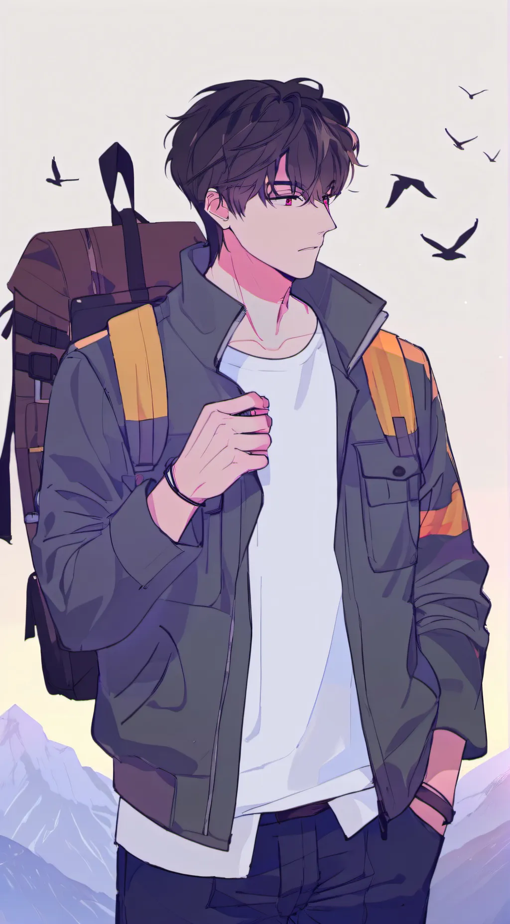 ai character: -Ian . Kornight- background