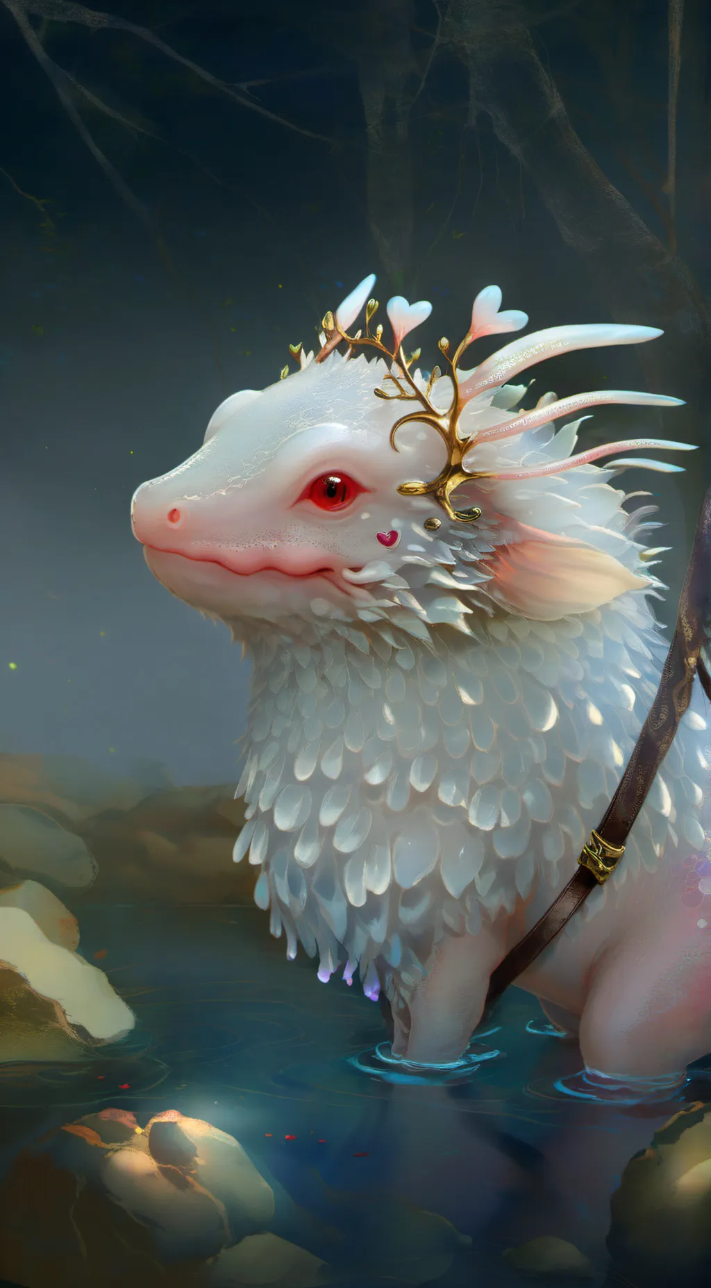 ai character: Valentine's axo background