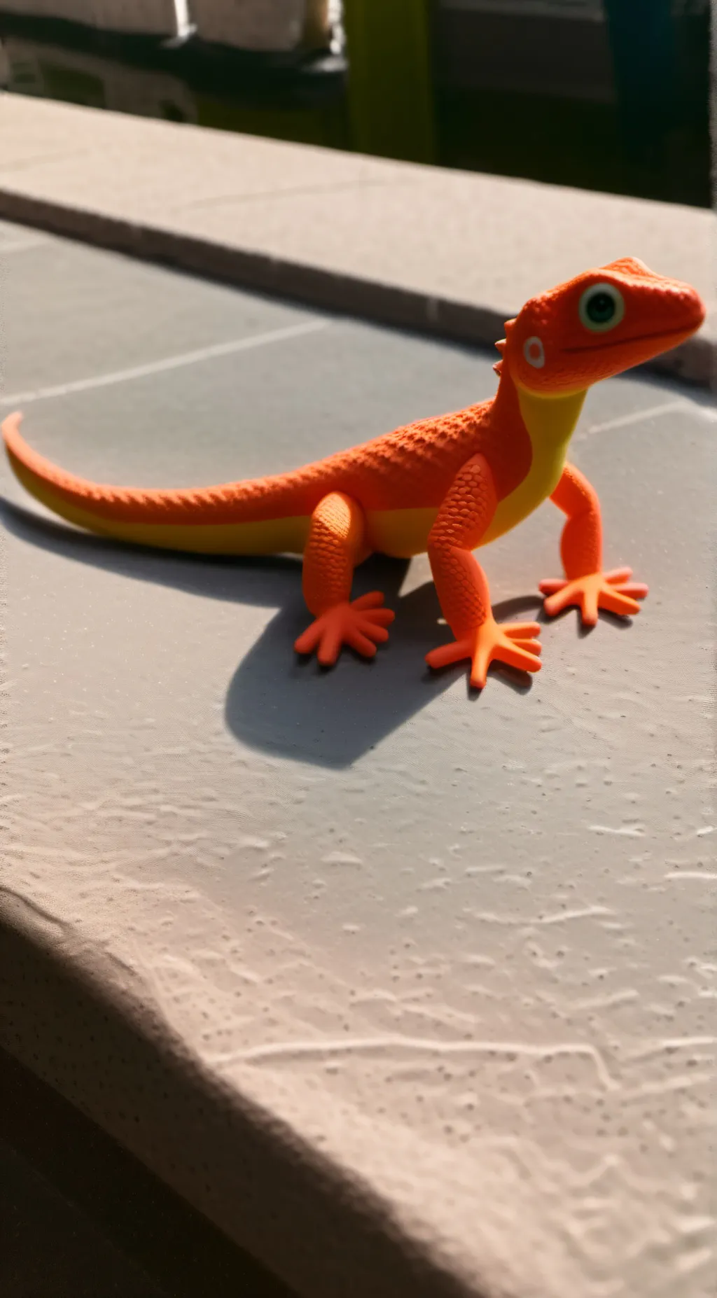 ai character: Orange geck toy  background