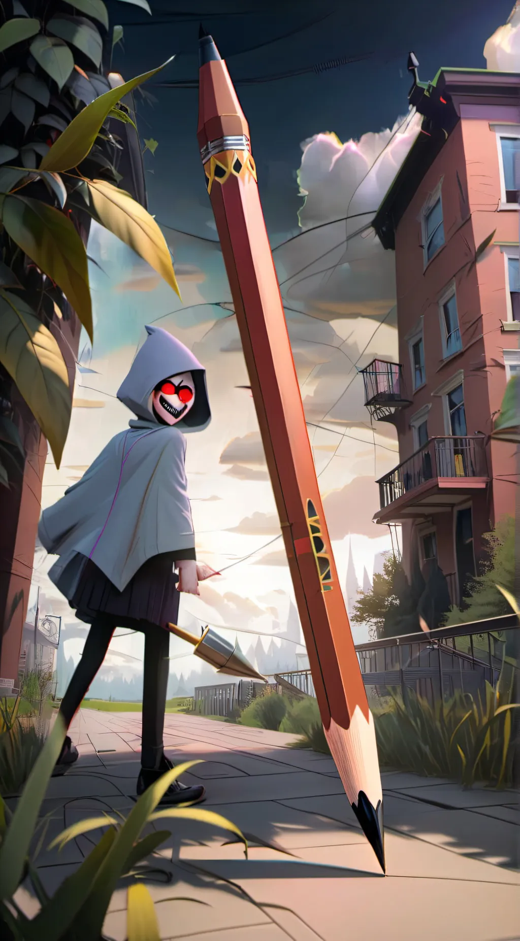 ai character: Possessed pencil background