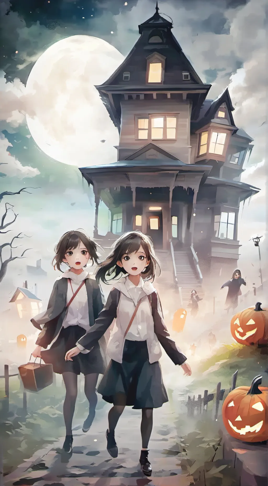 ai character: Haunted house background