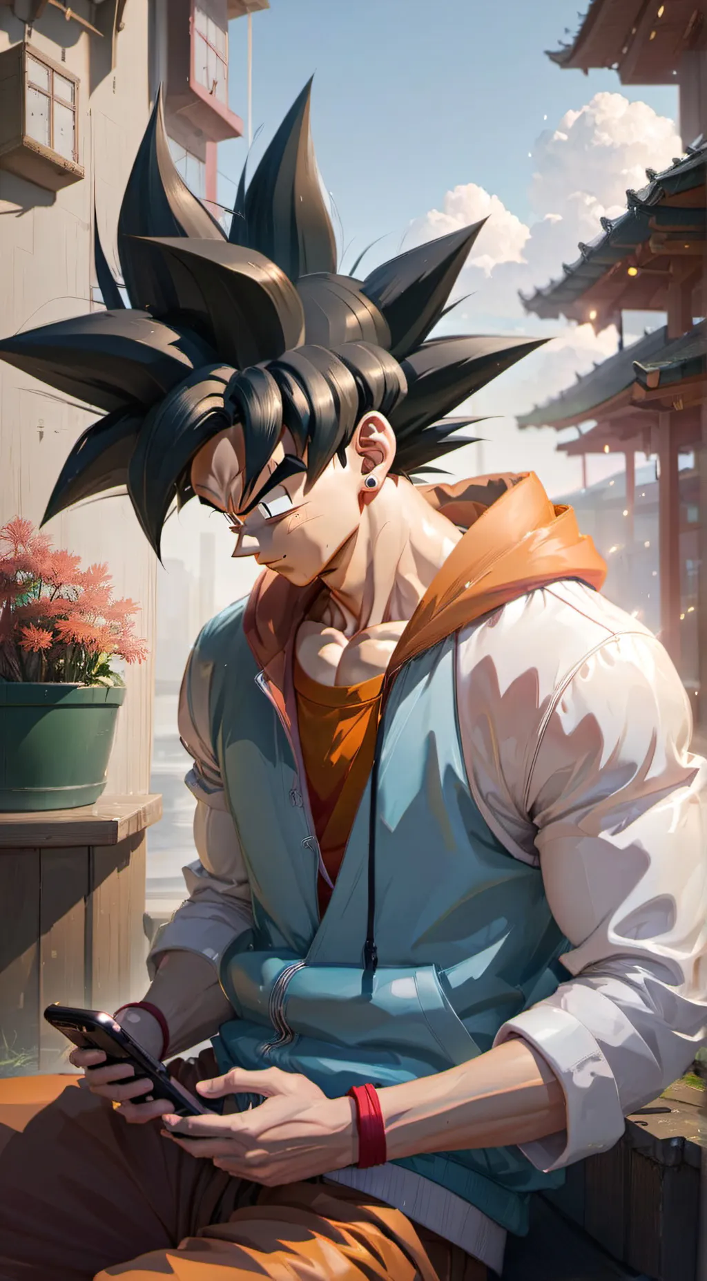 ai character: goku on talkie background