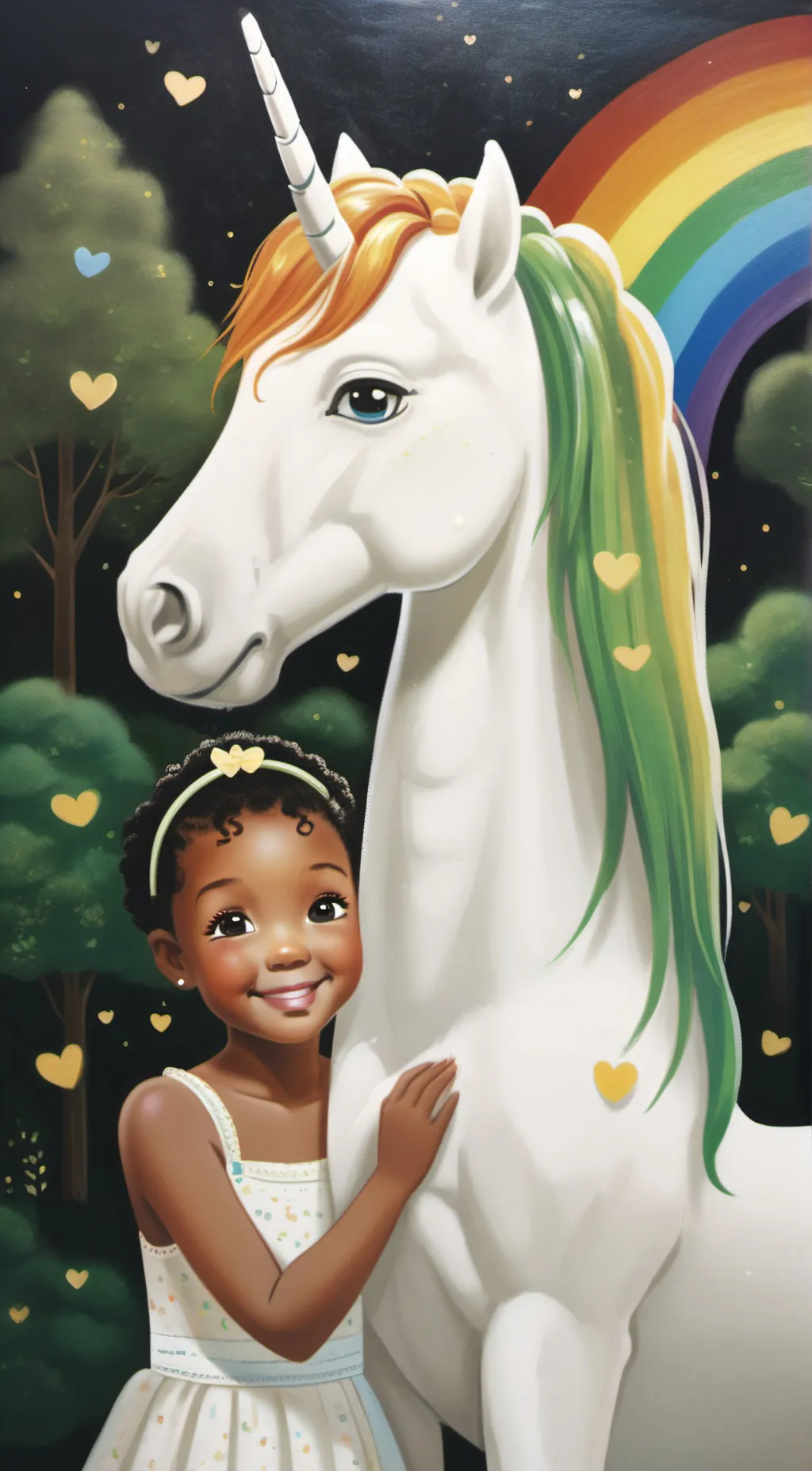 ai character: Rainbow and sky background