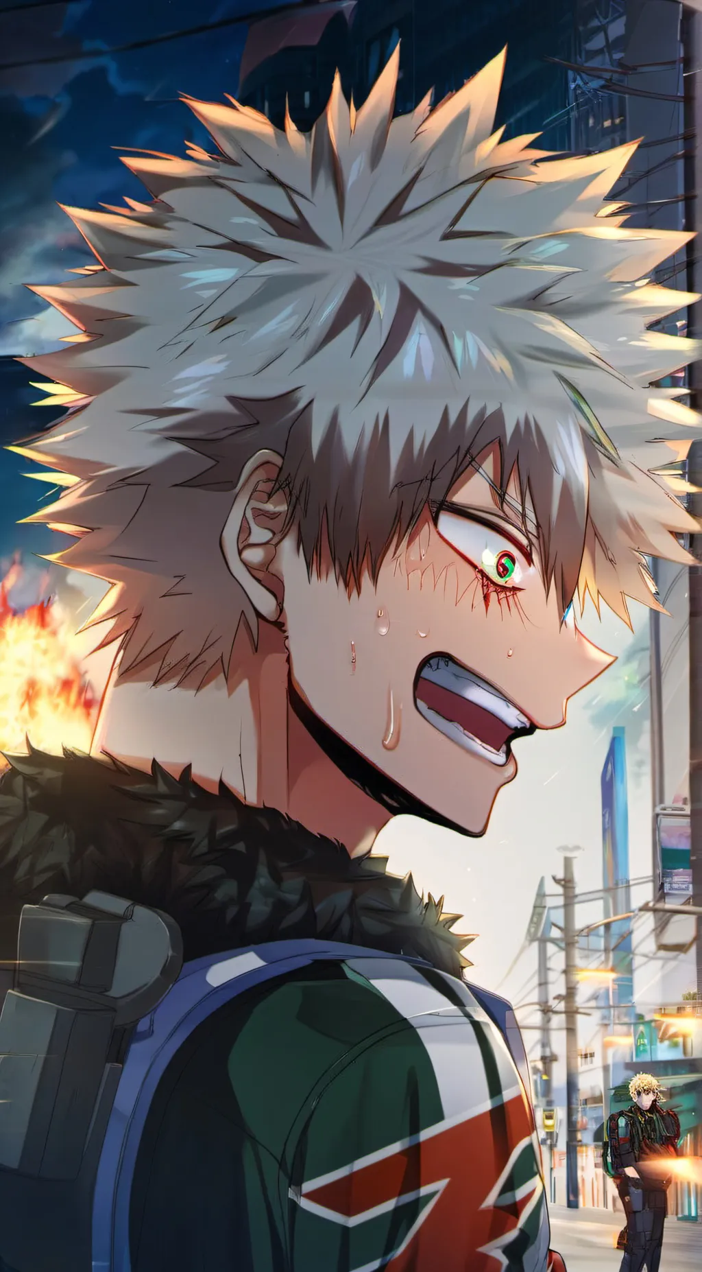ai character: Katsuki Bakugo  background