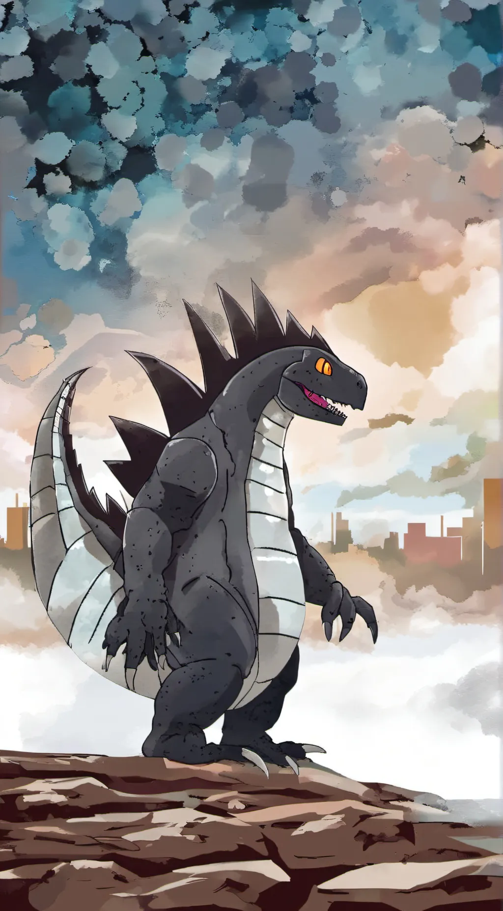 ai character: Godzilla 1962  background