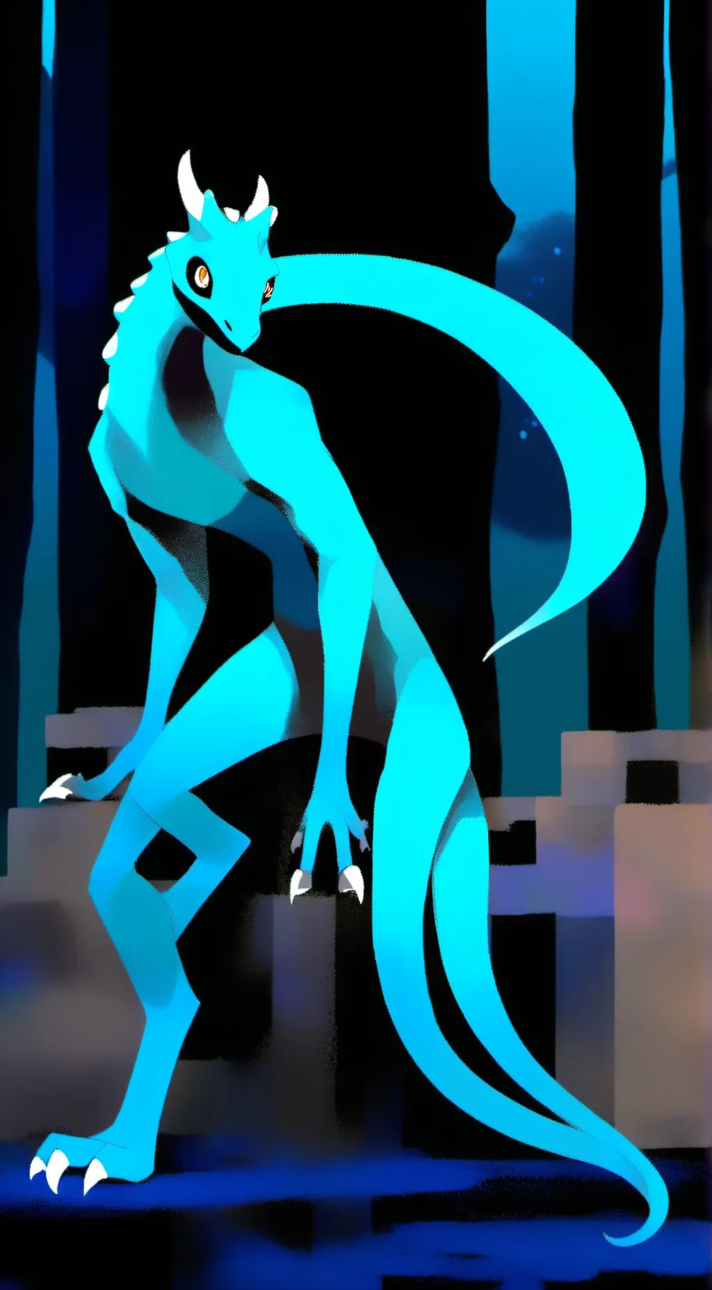 ai character: Cyan background