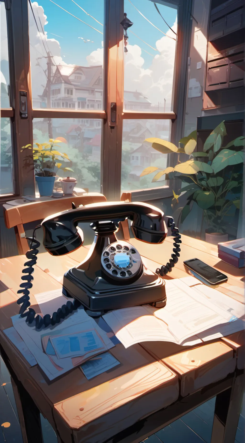 ai character: Ghostface on phone background