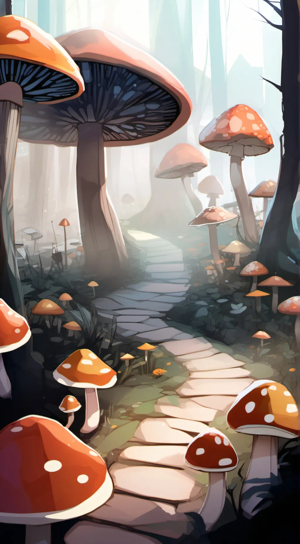ai character: Mushrooms background