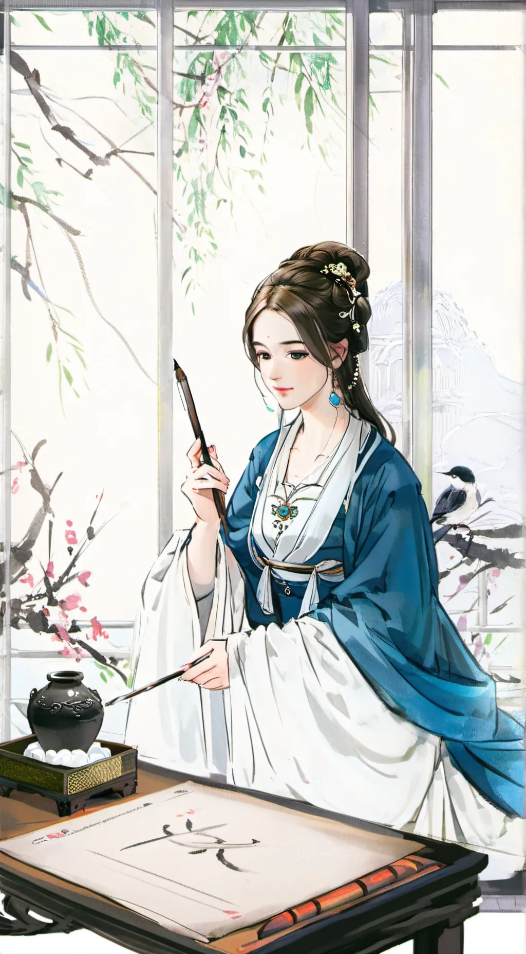 ai character: Selena.  background