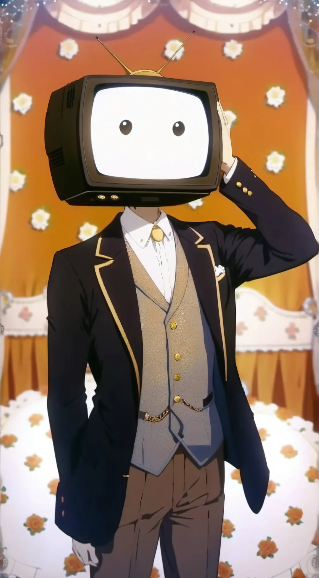 ai character: tv man background