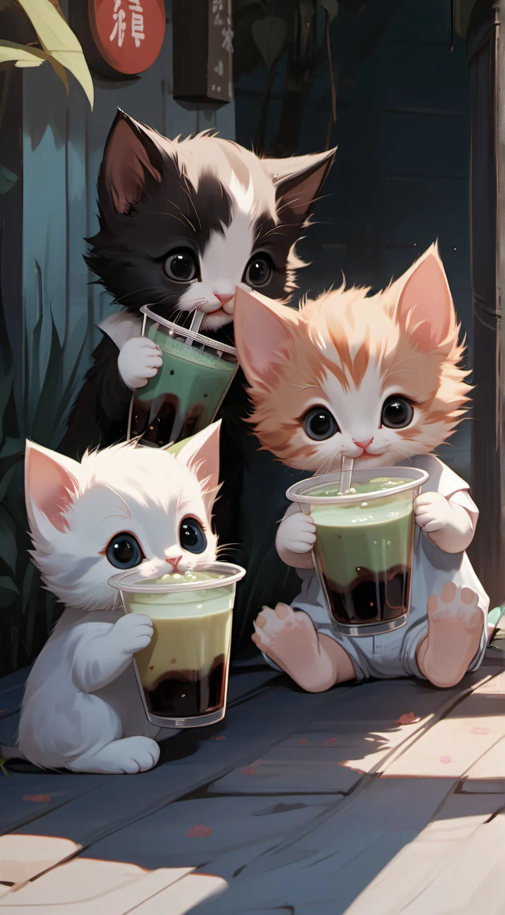 ai character: Boba kittens background
