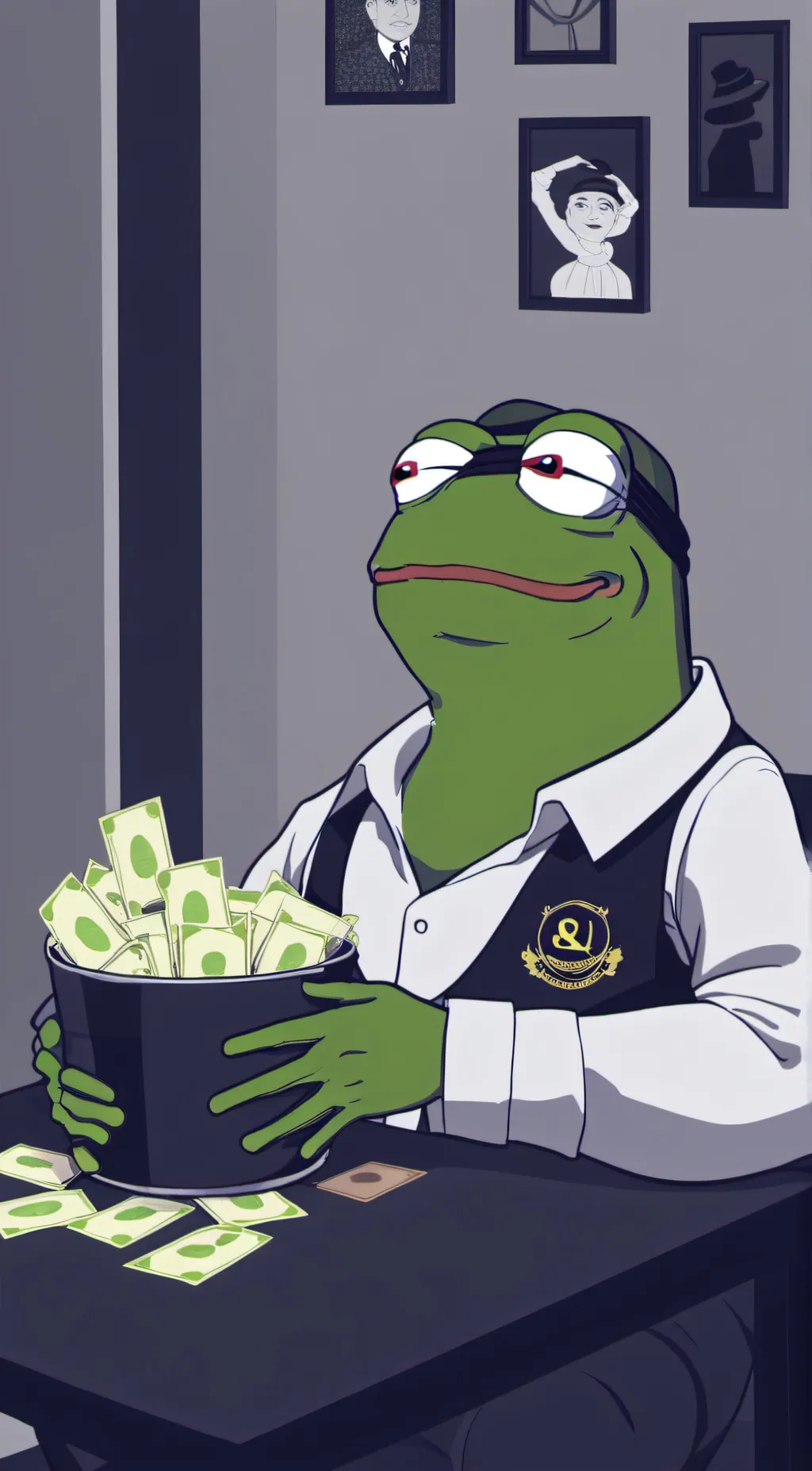 ai character: Pepe the frog background