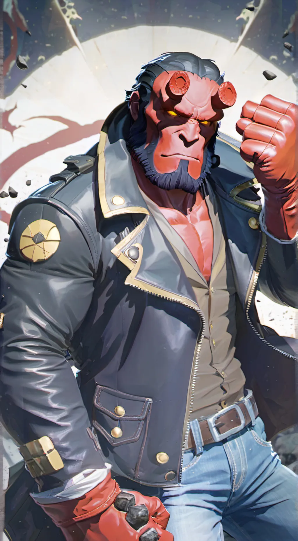 ai character: Hellboy (Red) background