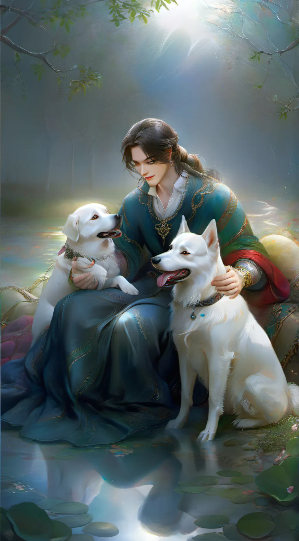 ai character: sray dog background