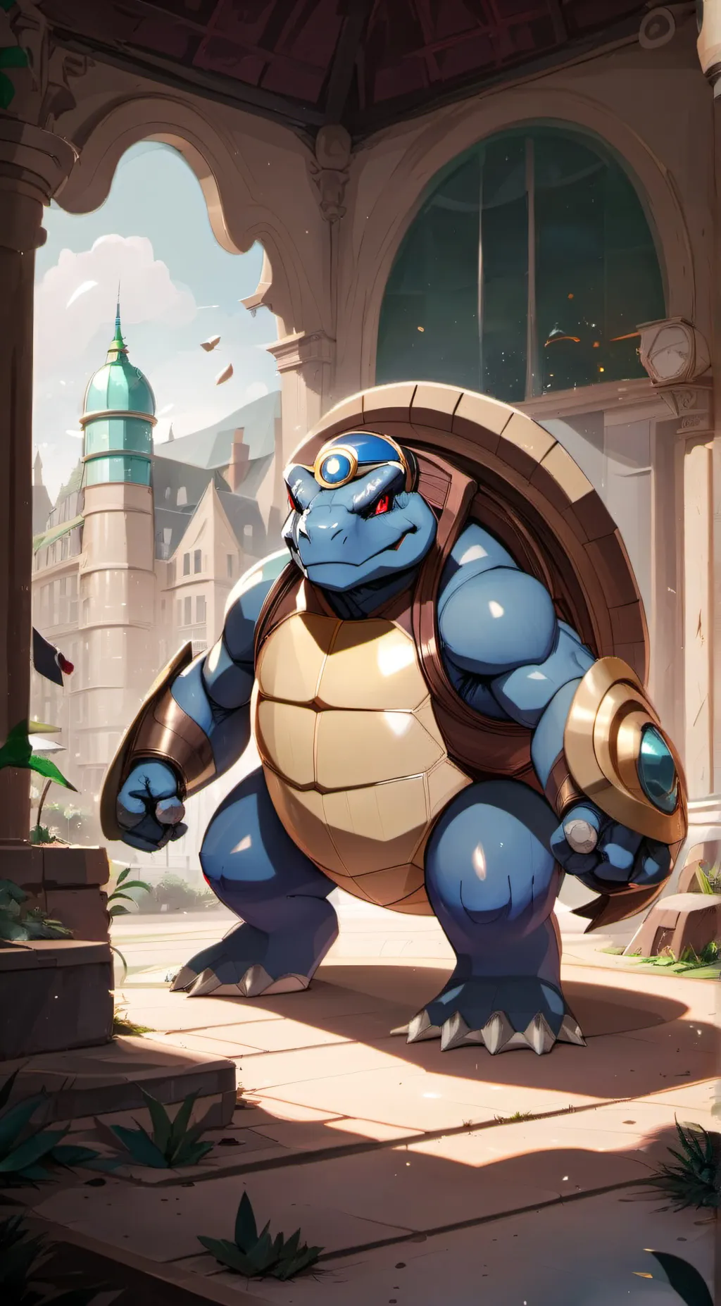 ai character: glacian-blastoise background