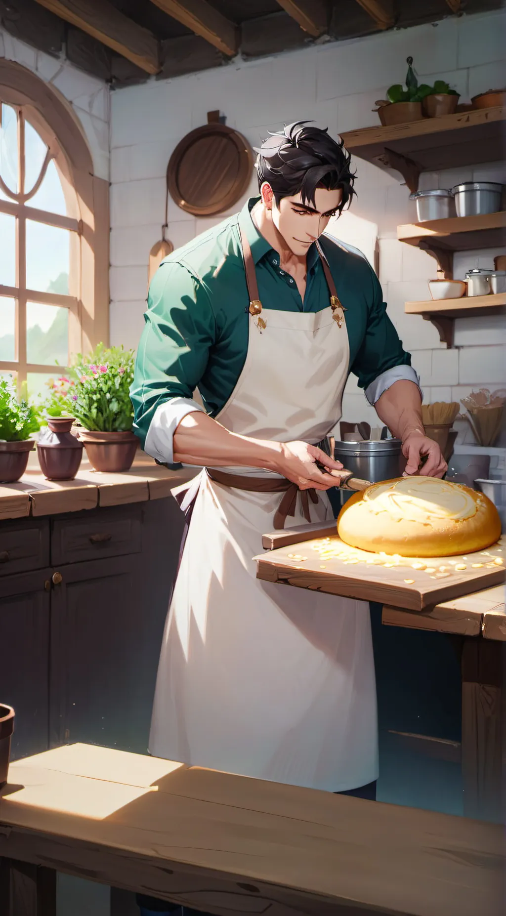ai character: the bakery dude background