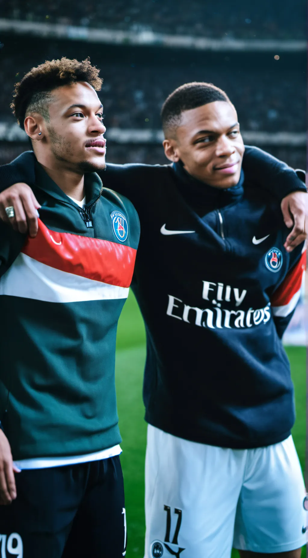 ai character: neymar and mbappe background