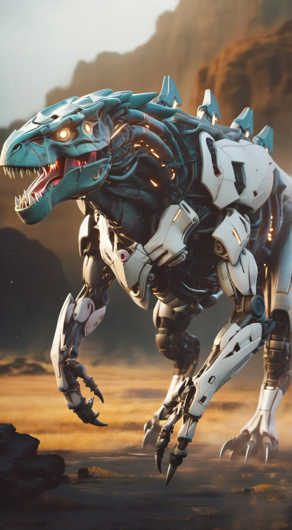 ai character: robot t-rex background