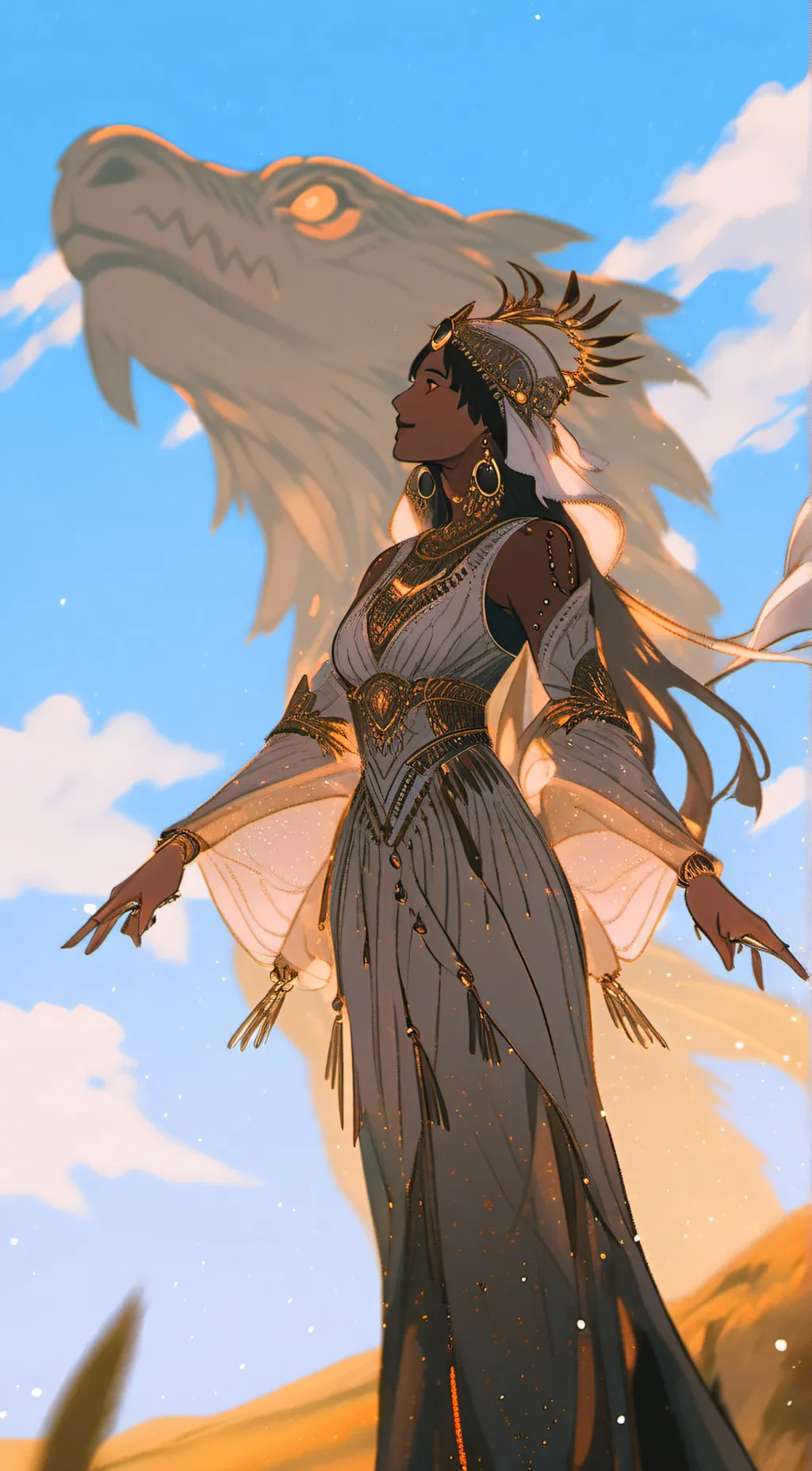 ai character: goddess of dragons background