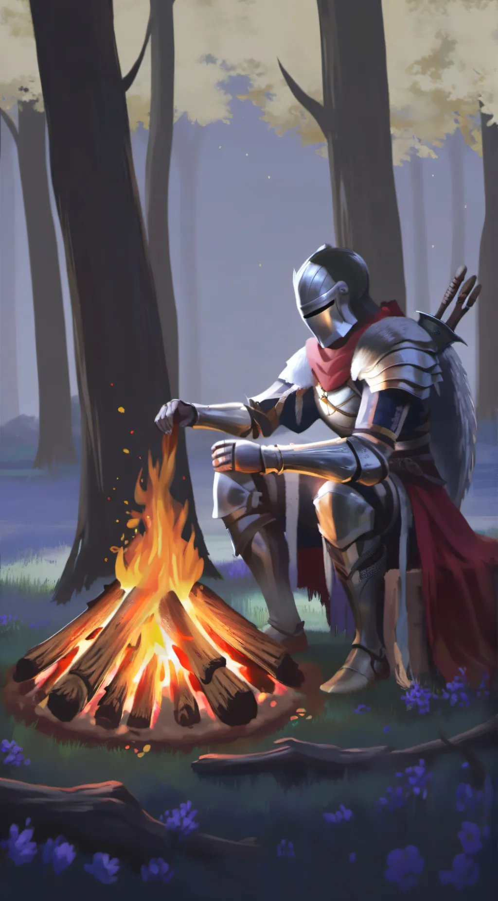 ai character: campfire background