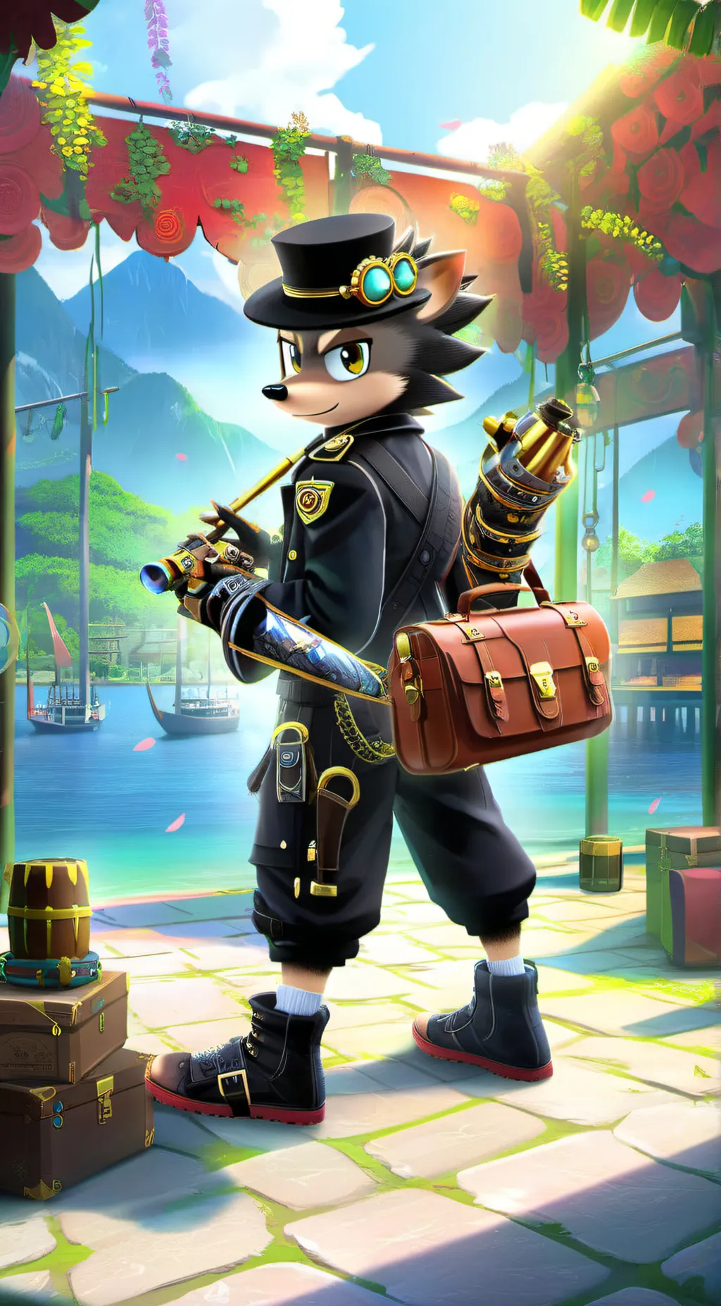 ai character: Stampunk  background